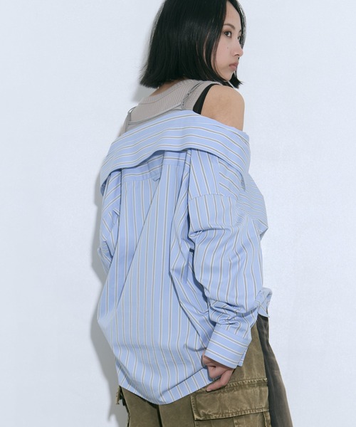 MIHARA YASUHIRO/ミハラヤスヒロ】LAYERED STRIPE SHIRTS/レイヤード