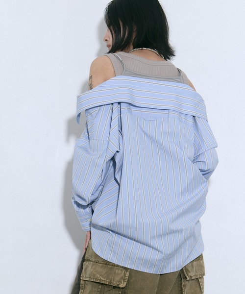 Maison MIHARA YASUHIRO(メゾンミハラヤスヒロ)の「【MIHARA YASUHIRO/ミハラヤスヒロ】LAYERED STRIPE SHIRTS/レイヤードストライプシャツ(シャツ/ブラウス・レディース・ブルー/ホワイト・36)」の13枚目の写真