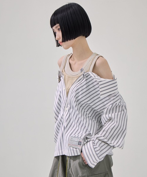 Maison MIHARA YASUHIRO(メゾンミハラヤスヒロ)の「【MIHARA YASUHIRO/ミハラヤスヒロ】LAYERED STRIPE SHIRTS/レイヤードストライプシャツ(シャツ/ブラウス・レディース・ブルー/ホワイト・36)」の17枚目の写真