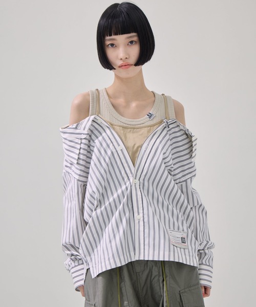 Maison MIHARA YASUHIRO(メゾンミハラヤスヒロ)の「【MIHARA YASUHIRO/ミハラヤスヒロ】LAYERED STRIPE SHIRTS/レイヤードストライプシャツ(シャツ/ブラウス・レディース・ブルー/ホワイト・36)」の16枚目の写真