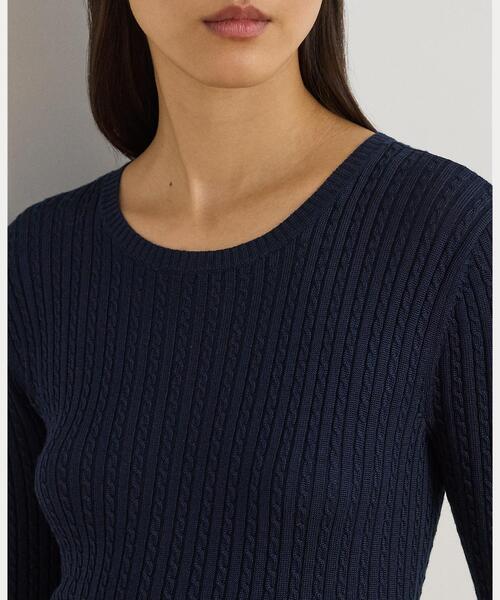 LAUREN RALPH LAUREN(ローレン ラルフ ローレン)の「ミニケーブル クルーネック セーター(ニット/セーター・レディース・ネイビー系1・M/S/XS/XXS)」の5枚目の写真