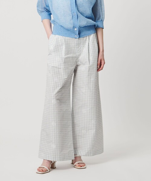 UNITED ARROWS（ユナイテッドアローズ）の「ギンガムチェック フラワー ジャガード ワイドパンツ ‐ウォッシャブル‐（その他パンツ・レディース・オフホワイト/ブラック・38/36）」の2枚目の写真