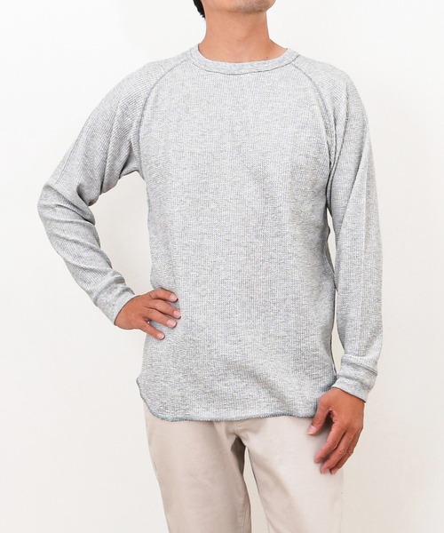 JEMORGAN(ジェーイーモーガン)の「JEMORGAN CVCワッフル ラグラン裾ラウンドL S-T(Tシャツ/カットソー・メンズ・ホワイト/ダークベージュ/ネイビー/杢グレー/ブラック・M/XL/L)」の6枚目の写真