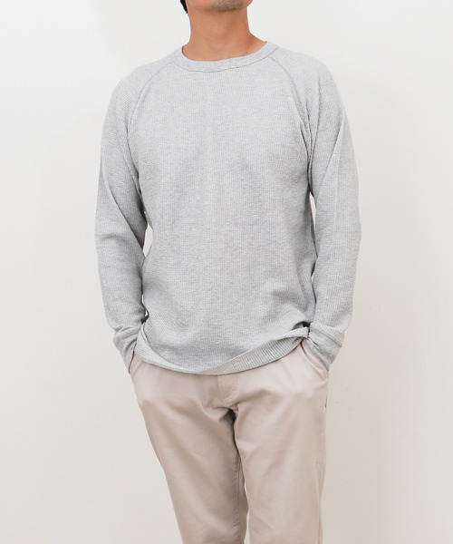 JEMORGAN(ジェーイーモーガン)の「JEMORGAN CVCワッフル ラグラン裾ラウンドL S-T(Tシャツ/カットソー・メンズ・ホワイト/ダークベージュ/ネイビー/杢グレー/ブラック・M/XL/L)」の8枚目の写真
