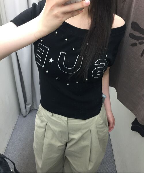 SETUP-EXE(セットアップイーエックスイー)の「SUE WIDE NECK TOP / BLACK(Tシャツ/カットソー・レディース・その他・OS)」の9枚目の写真
