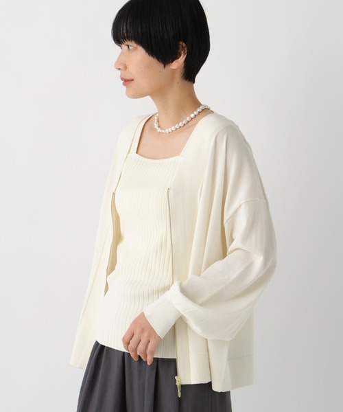 Elura（エルーラ）の「≪UVカット・接触冷感≫サマープロテクトジップカーディガン/659658（カーディガン/ボレロ・レディース・グレイッシュベージュ/ブラック/ダークブラウン/ホワイト/ライトピンク・FREE）」の10枚目の写真