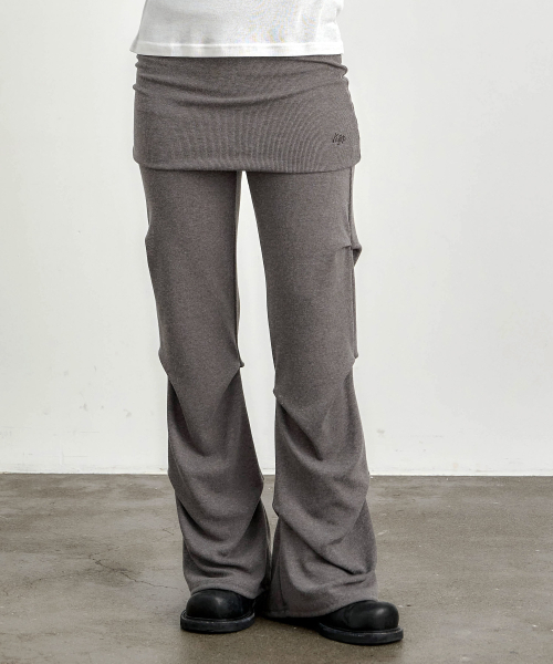 KIJIKO（キジコ）の「ke609-Shirring Skirt Leggings Ash Brown（スウェットパンツ・レディース・アッシュブラウン・FREE）」の4枚目の写真