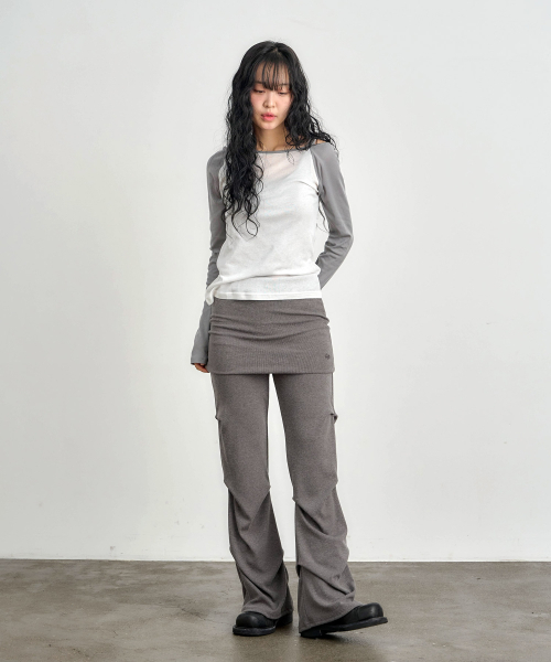KIJIKO（キジコ）の「ke609-Shirring Skirt Leggings Ash Brown（スウェットパンツ・レディース・アッシュブラウン・FREE）」の5枚目の写真