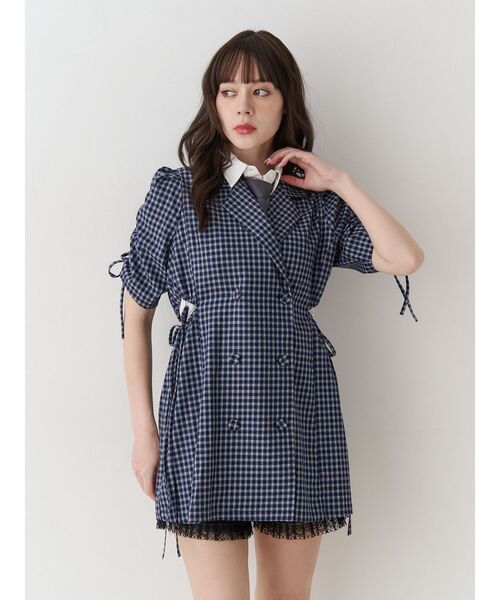 jouetie（ジュエティ）の「ギャザースリーブジャケットミニワンピース（ワンピース・レディース・ブラック/ネイビー/グレー・MEDIUM）」の7枚目の写真