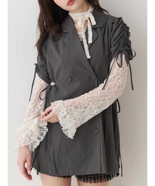 jouetie（ジュエティ）の「ギャザースリーブジャケットミニワンピース（ワンピース・レディース・ブラック/ネイビー/グレー・MEDIUM）」の5枚目の写真