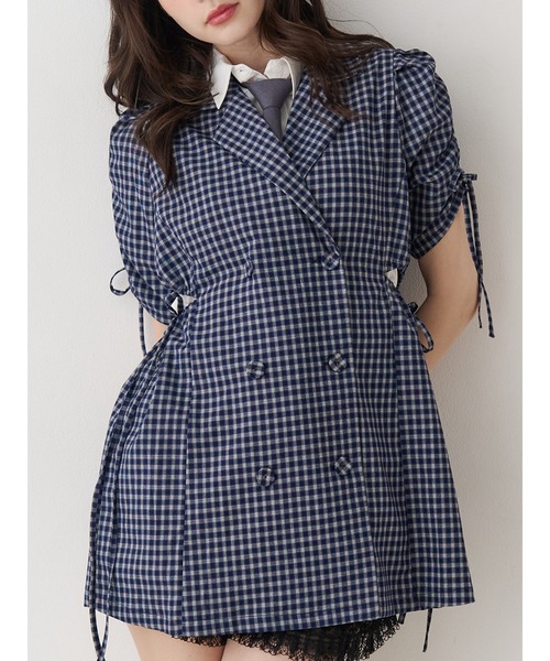 jouetie（ジュエティ）の「ギャザースリーブジャケットミニワンピース（ワンピース・レディース・ブラック/ネイビー/グレー・MEDIUM）」の4枚目の写真