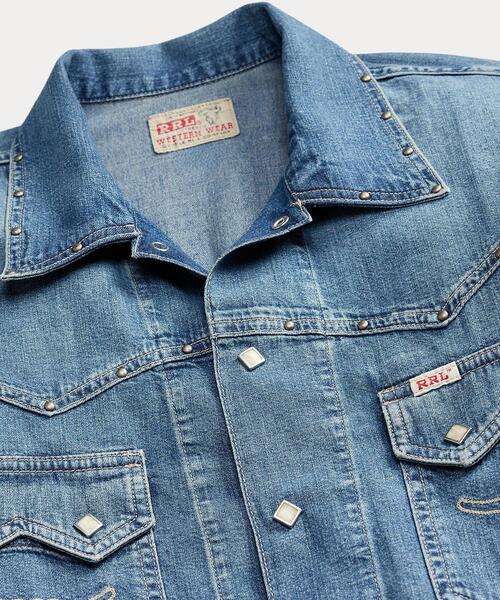 RRL（ダブル アール エル）の「スタデッド インディゴ デニム ジャケット（デニムジャケット・メンズ・ブルー・XXL/XS/XL/S/M/L）」の9枚目の写真