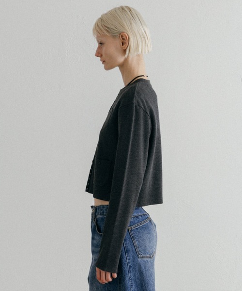 CREDONA（クレドナ）の「THERMAL HOOK CD/サーマルホックカーデ（カーディガン/ボレロ・レディース・アイボリー/グレー・FREE）」の9枚目の写真