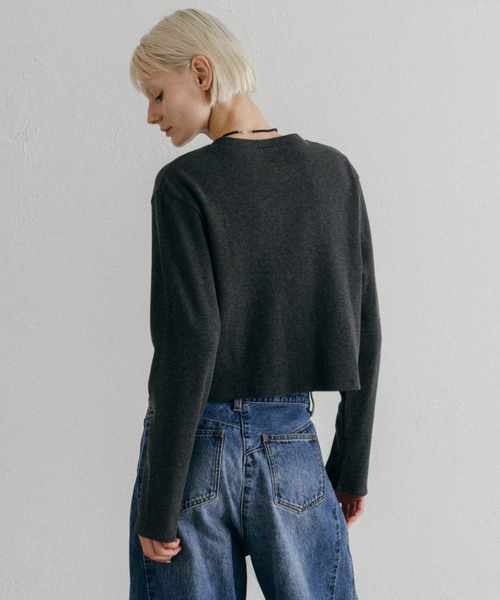 CREDONA（クレドナ）の「THERMAL HOOK CD/サーマルホックカーデ（カーディガン/ボレロ・レディース・アイボリー/グレー・FREE）」の7枚目の写真