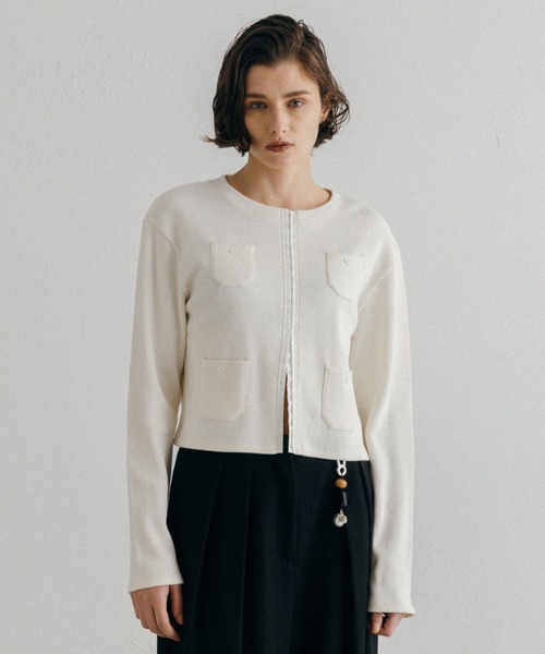 CREDONA（クレドナ）の「THERMAL HOOK CD/サーマルホックカーデ（カーディガン/ボレロ・レディース・アイボリー/グレー・FREE）」の19枚目の写真