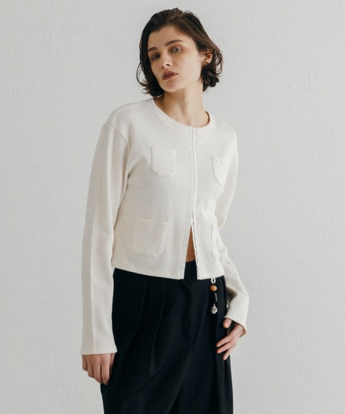 CREDONA（クレドナ）の「THERMAL HOOK CD/サーマルホックカーデ（カーディガン/ボレロ・レディース・アイボリー/グレー・FREE）」の21枚目の写真