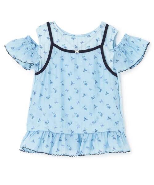 ANNA SUI mini（アナスイ・ミニ）の「レイヤード風ペプラムTシャツ（Tシャツ/カットソー・キッズ・ホワイト/サックスブルー・130cm/140cm/150cm）」の12枚目の写真
