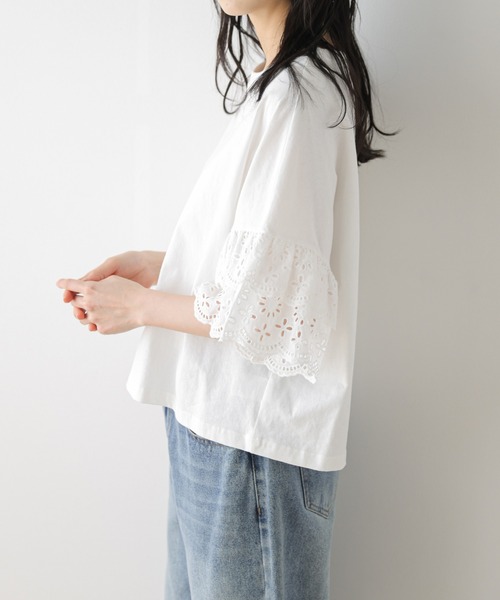 SUGAR BISKET(シュガービスケット)の「レース袖 ドッキングトップス(Tシャツ/カットソー・レディース・ホワイト/ブラック/ブルー系・フリー)」の8枚目の写真