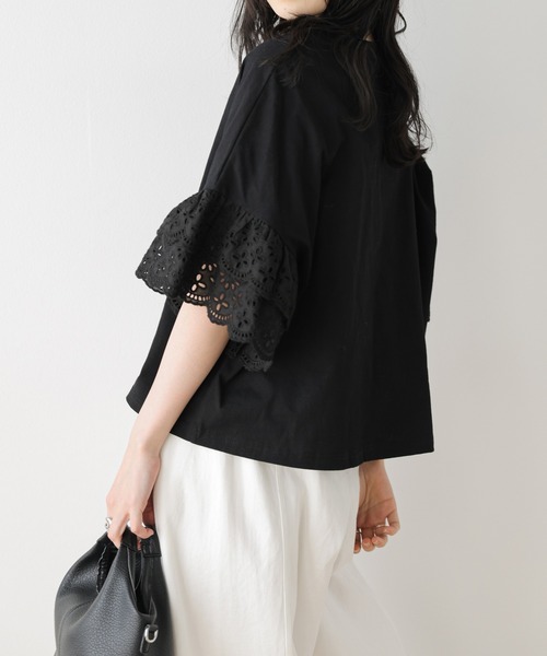 SUGAR BISKET(シュガービスケット)の「レース袖 ドッキングトップス(Tシャツ/カットソー・レディース・ホワイト/ブラック/ブルー系・フリー)」の13枚目の写真