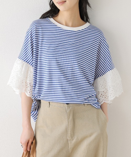 SUGAR BISKET(シュガービスケット)の「レース袖 ドッキングトップス(Tシャツ/カットソー・レディース・ホワイト/ブラック/ブルー系・フリー)」の15枚目の写真