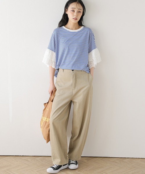 SUGAR BISKET(シュガービスケット)の「レース袖 ドッキングトップス(Tシャツ/カットソー・レディース・ホワイト/ブラック/ブルー系・フリー)」の16枚目の写真