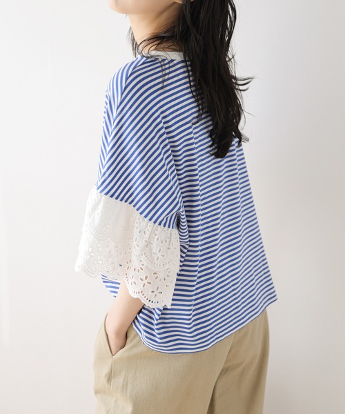 SUGAR BISKET(シュガービスケット)の「レース袖 ドッキングトップス(Tシャツ/カットソー・レディース・ホワイト/ブラック/ブルー系・フリー)」の18枚目の写真