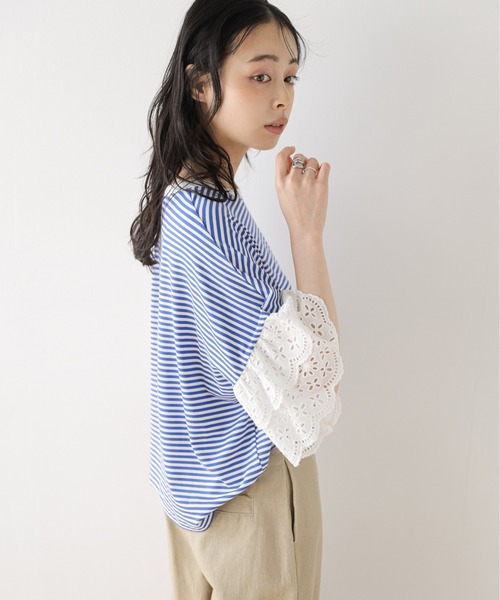 SUGAR BISKET(シュガービスケット)の「レース袖 ドッキングトップス(Tシャツ/カットソー・レディース・ホワイト/ブラック/ブルー系・フリー)」の19枚目の写真