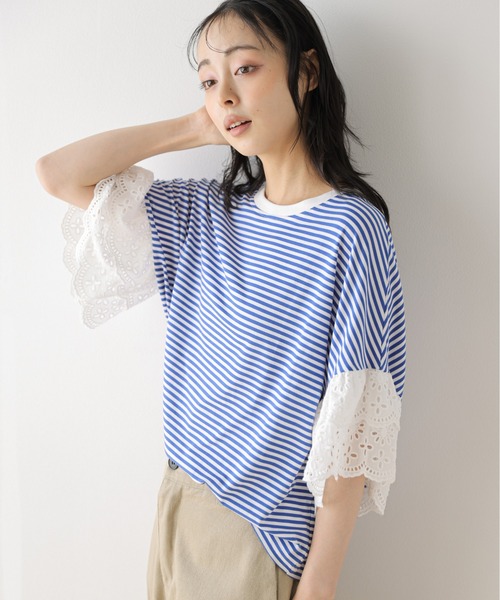 SUGAR BISKET(シュガービスケット)の「レース袖 ドッキングトップス(Tシャツ/カットソー・レディース・ホワイト/ブラック/ブルー系・フリー)」の20枚目の写真