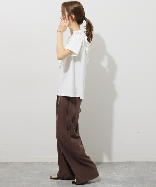 JOURNAL STANDARD relume(ジャーナルスタンダード レリューム)の「《WEB限定追加》アシンメトリーフリルTEE(Tシャツ/カットソー・レディース・ホワイト/ブラック・FREE)」の14枚目の写真