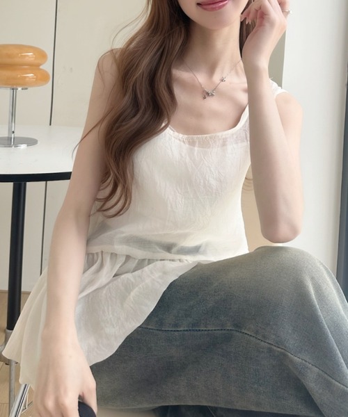 Ada.（エイダ）の「シアー ウエスト 切替 フレア ペプラム キャミ ブラウス（シャツ/ブラウス・レディース・ブラック/アイボリー/ピンク・FREE）」の8枚目の写真