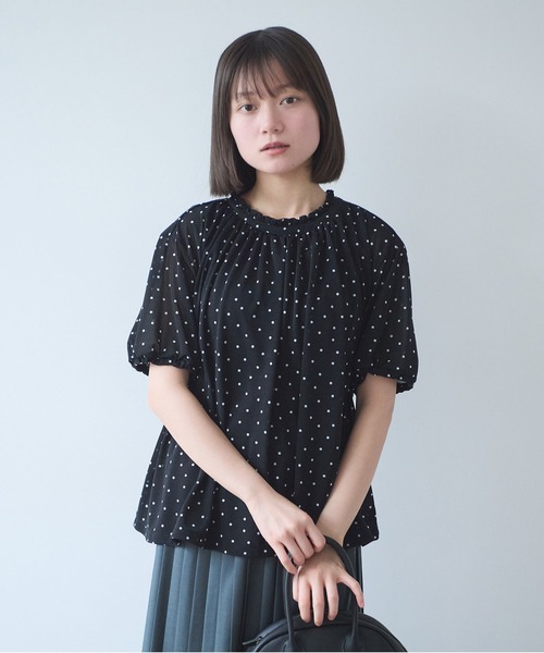 bulle de savon(ビュルデサボン)の「mizutama 天竺 ギャザープルオーバー(Tシャツ/カットソー・レディース・ブラック・FREE)」の1枚目の写真