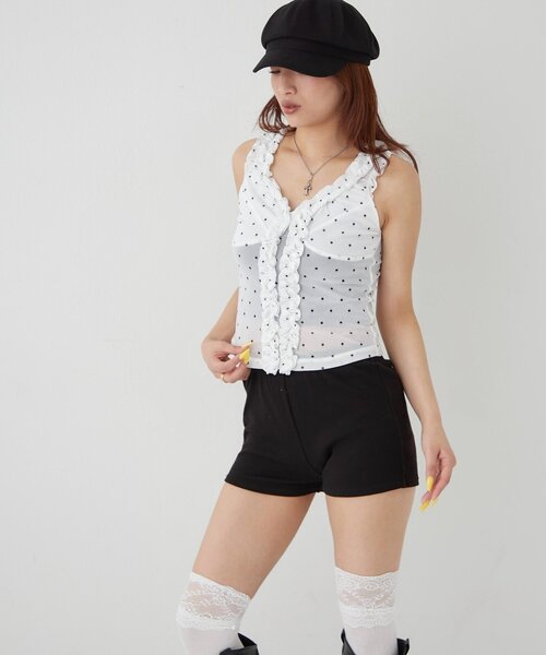 WHO'S WHO gallery（フーズフーギャラリー）の「センターフリルキャミ(チェック柄/ドット柄)（キャミソール・レディース・イエロー/ブラック系その他/オフホワイト/ブラック・FREE）」の17枚目の写真