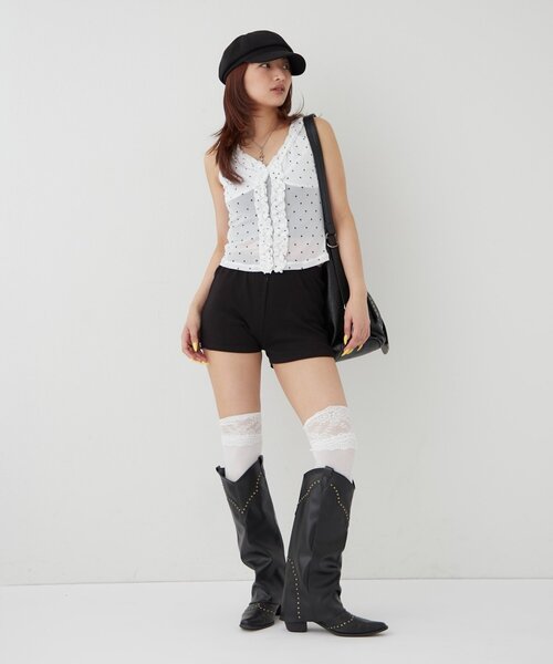 WHO'S WHO gallery（フーズフーギャラリー）の「センターフリルキャミ(チェック柄/ドット柄)（キャミソール・レディース・イエロー/ブラック系その他/オフホワイト/ブラック・FREE）」の22枚目の写真