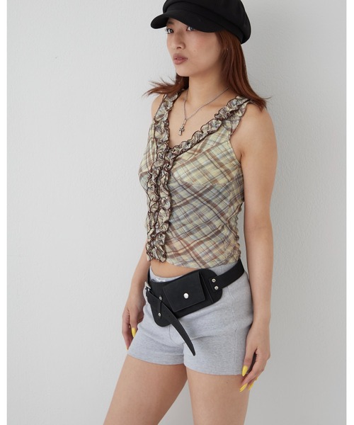 WHO'S WHO gallery（フーズフーギャラリー）の「センターフリルキャミ(チェック柄/ドット柄)（キャミソール・レディース・イエロー/ブラック系その他/オフホワイト/ブラック・FREE）」の10枚目の写真