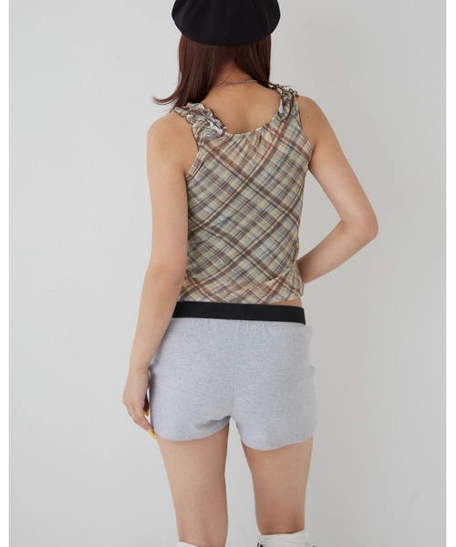 WHO'S WHO gallery（フーズフーギャラリー）の「センターフリルキャミ(チェック柄/ドット柄)（キャミソール・レディース・イエロー/ブラック系その他/オフホワイト/ブラック・FREE）」の11枚目の写真