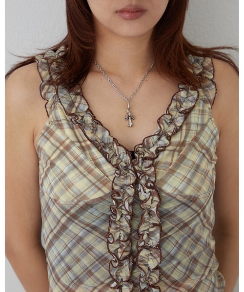 WHO'S WHO gallery（フーズフーギャラリー）の「センターフリルキャミ(チェック柄/ドット柄)（キャミソール・レディース・イエロー/ブラック系その他/オフホワイト/ブラック・FREE）」の12枚目の写真