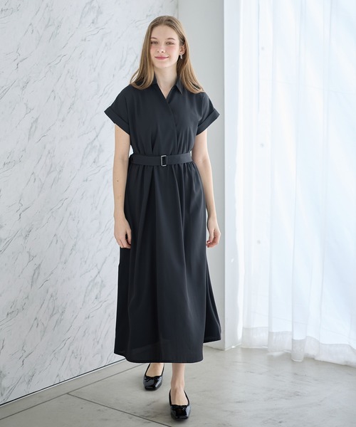 セール】【汗染み防止・UVカット】フレンチスリーブ スキッパ―シャツ