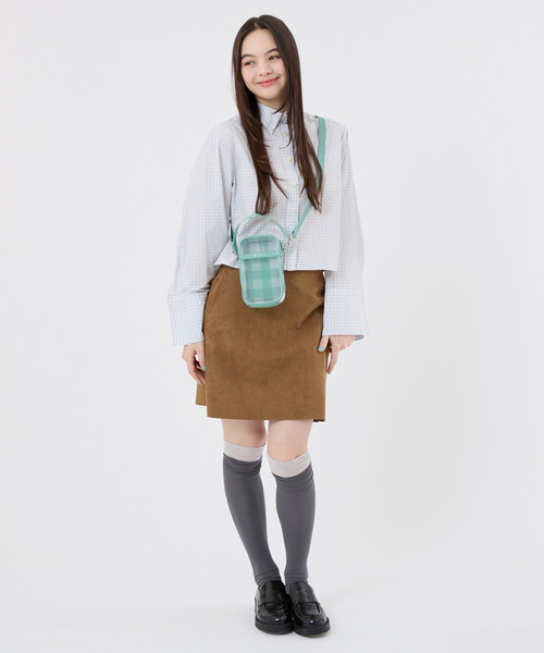 LeSportsac(レスポートサック)の「SHEER MINI PHONE CRSSBDY グリーンフィールドギンガムシアー(ショルダーバッグ・レディース・グリーン・FREE)」の3枚目の写真