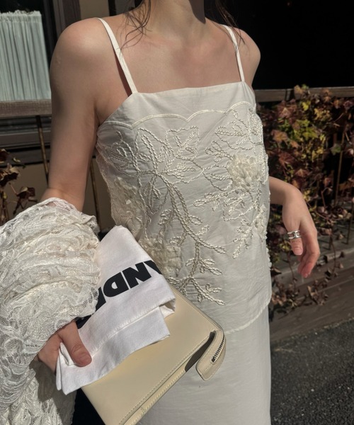 flower cord embroidery layered cami OP（ワンピース）｜WILLFULLY