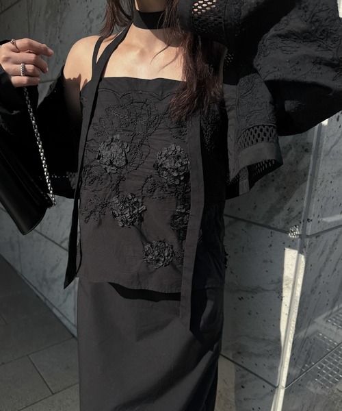 WILLFULLY（ウィルフリー）の「flower cord embroidery layered cami OP（ワンピース・レディース・アイボリー/ブラック・FREE）」の12枚目の写真