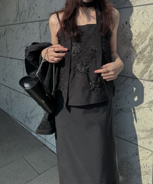 WILLFULLY（ウィルフリー）の「flower cord embroidery layered cami OP（ワンピース・レディース・アイボリー/ブラック・FREE）」の14枚目の写真