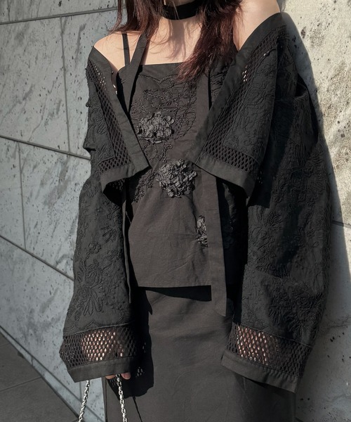 WILLFULLY（ウィルフリー）の「flower cord embroidery layered cami OP（ワンピース・レディース・アイボリー/ブラック・FREE）」の15枚目の写真