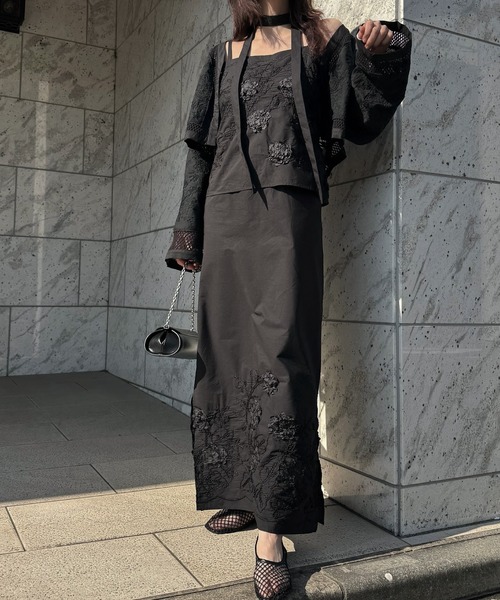 WILLFULLY（ウィルフリー）の「flower cord embroidery layered cami OP（ワンピース・レディース・アイボリー/ブラック・FREE）」の16枚目の写真