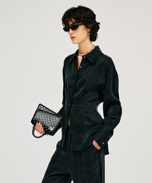 PRANK PROJECT（プランクプロジェクト）の「【2026Summer Pre-Order】サテンシンチドウエストシャツ / Satin Cinched Waist Shirt（シャツ/ブラウス・レディース・ホワイト/ピンク/ブラック・FREE）」の14枚目の写真