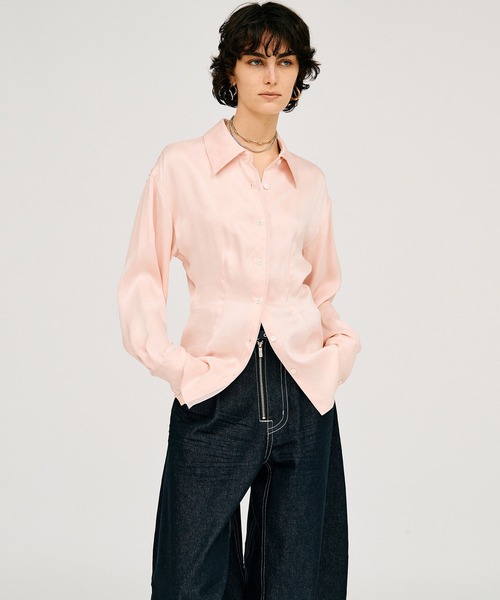 PRANK PROJECT（プランクプロジェクト）の「【2026Summer Pre-Order】サテンシンチドウエストシャツ / Satin Cinched Waist Shirt（シャツ/ブラウス・レディース・ホワイト/ピンク/ブラック・FREE）」の17枚目の写真