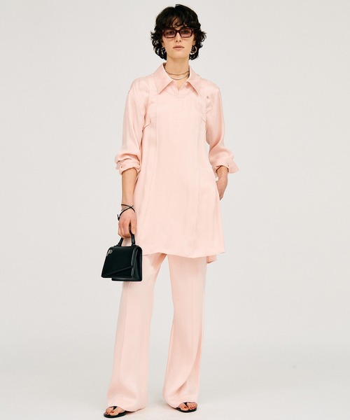 PRANK PROJECT（プランクプロジェクト）の「【2026Summer Pre-Order】サテンシンチドウエストシャツ / Satin Cinched Waist Shirt（シャツ/ブラウス・レディース・ホワイト/ピンク/ブラック・FREE）」の4枚目の写真