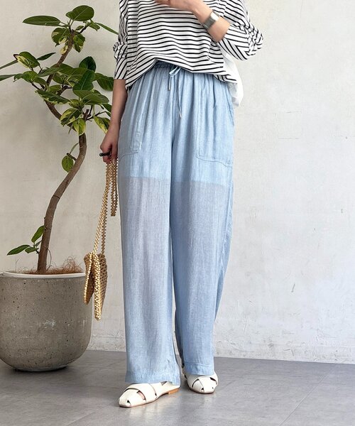 un dix cors（アンディコール）の「シアーデニムワイドパンツ（その他パンツ・レディース・サックスブルー/インディゴブルー/チャコールグレー・FREE）」の4枚目の写真