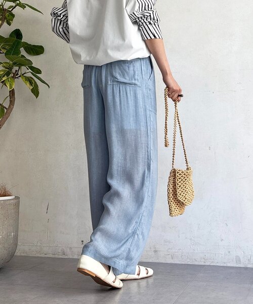 un dix cors（アンディコール）の「シアーデニムワイドパンツ（その他パンツ・レディース・サックスブルー/インディゴブルー/チャコールグレー・FREE）」の5枚目の写真