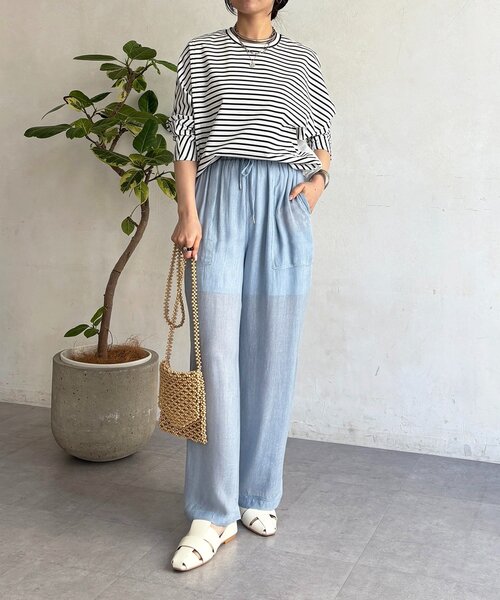 un dix cors（アンディコール）の「シアーデニムワイドパンツ（その他パンツ・レディース・サックスブルー/インディゴブルー/チャコールグレー・FREE）」の6枚目の写真