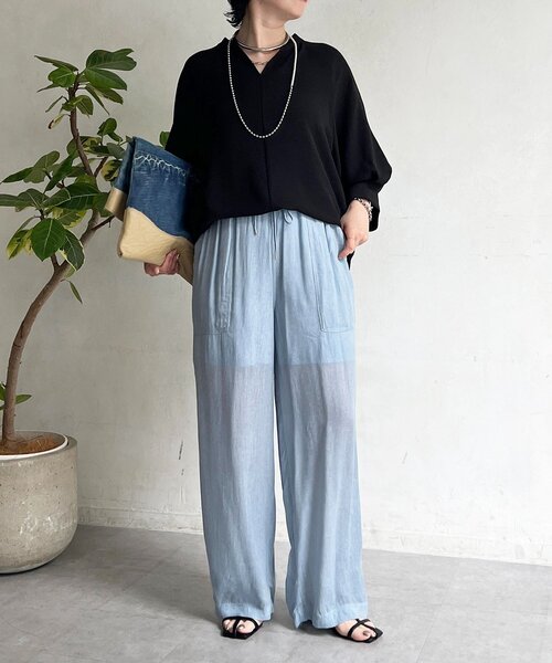 un dix cors（アンディコール）の「シアーデニムワイドパンツ（その他パンツ・レディース・サックスブルー/インディゴブルー/チャコールグレー・FREE）」の8枚目の写真